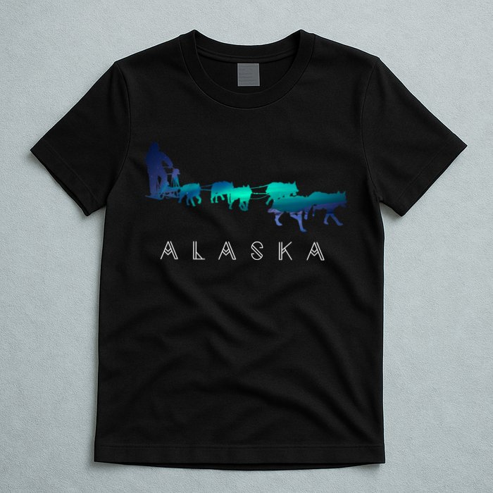 Alaska Sled Dogs Mushing Sled Dog Team A.U.R.O.R.A Borealis Scene T-Shirt
