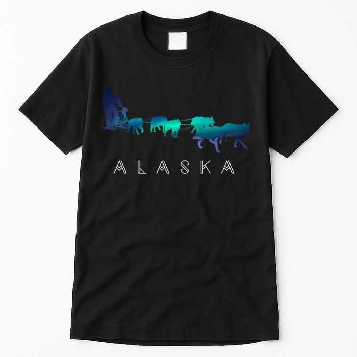 Alaska Sled Dogs Mushing Sled Dog Team A.U.R.O.R.A Borealis Scene Tall T-Shirt