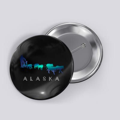 Alaska Sled Dogs Mushing Sled Dog Team A.U.R.O.R.A Borealis Scene Button