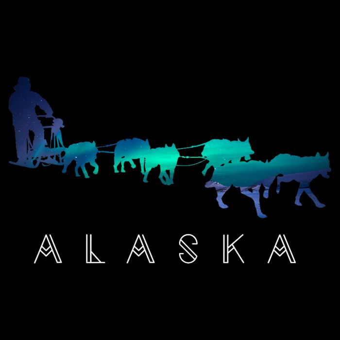 Alaska Sled Dogs Mushing Sled Dog Team A.U.R.O.R.A Borealis Scene Drawstring Bag
