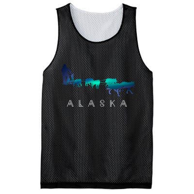 Alaska Sled Dogs Mushing Sled Dog Team A.U.R.O.R.A Borealis Scene Mesh Reversible Basketball Jersey Tank