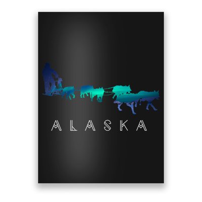Alaska Sled Dogs Mushing Sled Dog Team A.U.R.O.R.A Borealis Scene Poster