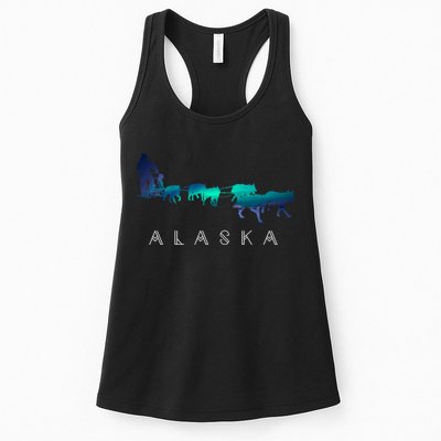 Alaska Sled Dogs Mushing Sled Dog Team A.U.R.O.R.A Borealis Scene Womens Tank Top