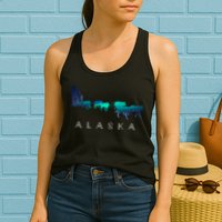Alaska Sled Dogs Mushing Sled Dog Team A.U.R.O.R.A Borealis Scene Womens Tank Top
