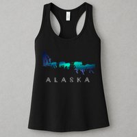 Alaska Sled Dogs Mushing Sled Dog Team A.U.R.O.R.A Borealis Scene Womens Tank Top