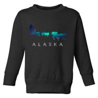 Alaska Sled Dogs Mushing Sled Dog Team A.U.R.O.R.A Borealis Scene Toddler Sweatshirt