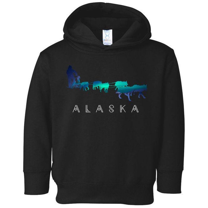 Alaska Sled Dogs Mushing Sled Dog Team A.U.R.O.R.A Borealis Scene Toddler Hoodie