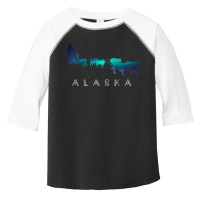 Alaska Sled Dogs Mushing Sled Dog Team A.U.R.O.R.A Borealis Scene Toddler Fine Jersey T-Shirt
