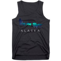 Alaska Sled Dogs Mushing Sled Dog Team A.U.R.O.R.A Borealis Scene Tank Top