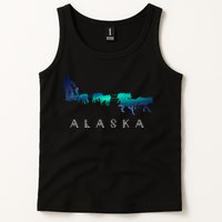 Alaska Sled Dogs Mushing Sled Dog Team A.U.R.O.R.A Borealis Scene Tank Top