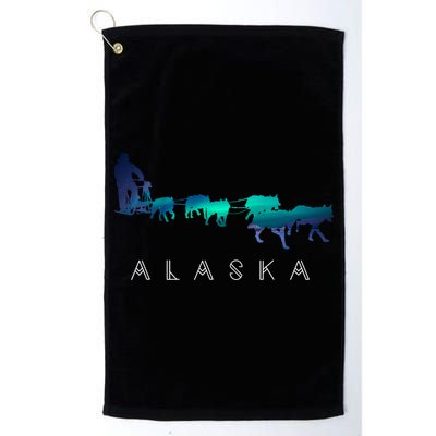 Alaska Sled Dogs Mushing Sled Dog Team A.U.R.O.R.A Borealis Scene Golf Towel