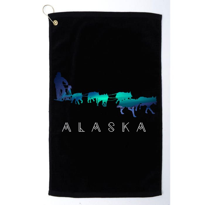 Alaska Sled Dogs Mushing Sled Dog Team A.U.R.O.R.A Borealis Scene Golf Towel
