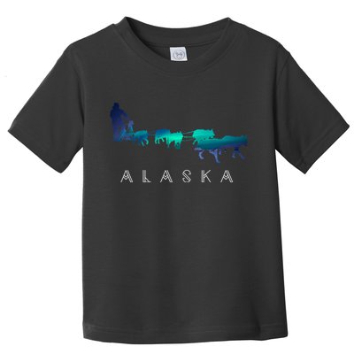 Alaska Sled Dogs Mushing Sled Dog Team A.U.R.O.R.A Borealis Scene Toddler T-Shirt