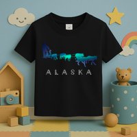 Alaska Sled Dogs Mushing Sled Dog Team A.U.R.O.R.A Borealis Scene Toddler T-Shirt