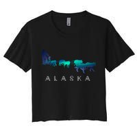 Alaska Sled Dogs Mushing Sled Dog Team A.U.R.O.R.A Borealis Scene Crop Top