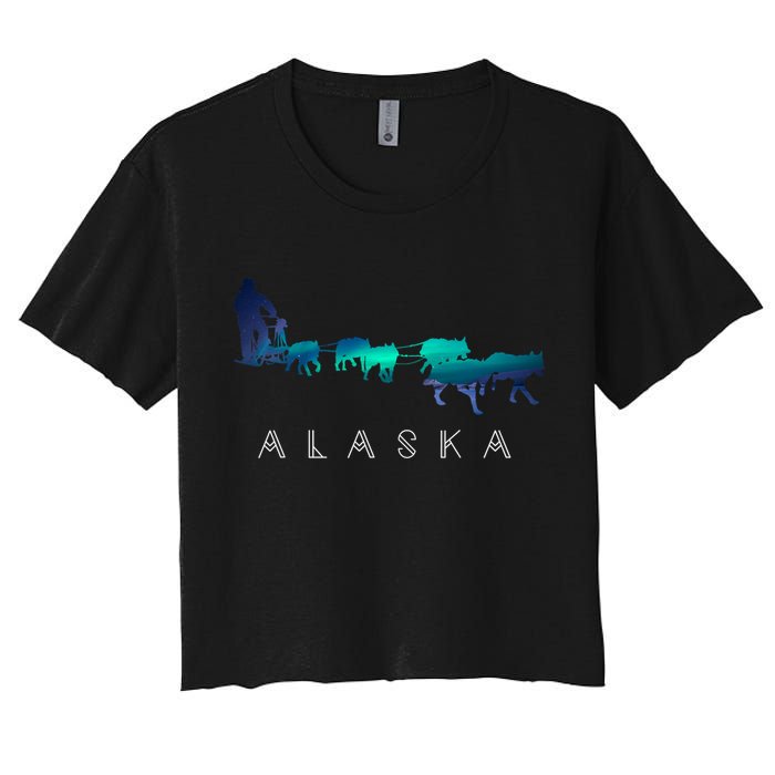 Alaska Sled Dogs Mushing Sled Dog Team A.U.R.O.R.A Borealis Scene Crop Top