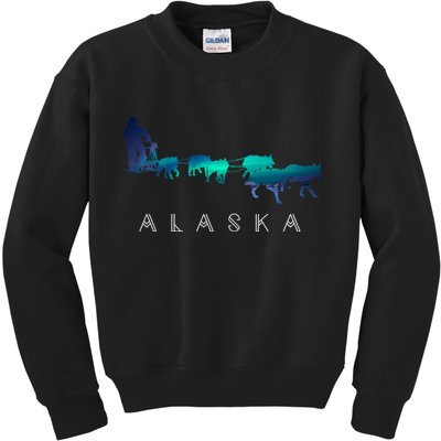 Alaska Sled Dogs Mushing Sled Dog Team A.U.R.O.R.A Borealis Scene Kids Sweatshirt
