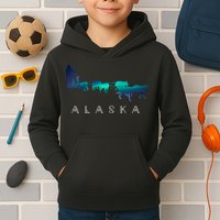 Alaska Sled Dogs Mushing Sled Dog Team A.U.R.O.R.A Borealis Scene Kids Hoodie