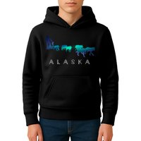 Alaska Sled Dogs Mushing Sled Dog Team A.U.R.O.R.A Borealis Scene Kids Hoodie
