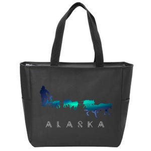 Alaska Sled Dogs Mushing Sled Dog Team A.U.R.O.R.A Borealis Scene Zip Tote Bag