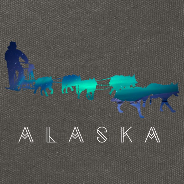 Alaska Sled Dogs Mushing Sled Dog Team A.U.R.O.R.A Borealis Scene Cotton Canvas Backpack