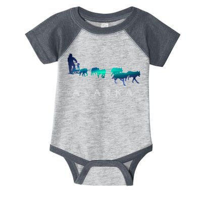 Alaska Sled Dogs Mushing Sled Dog Team A.U.R.O.R.A Borealis Scene Infant Baby Jersey Bodysuit
