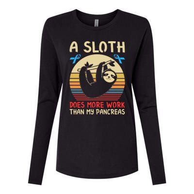 A Sloth Does More Work Than My Pancreas Womens Cotton Relaxed Long Sleeve T-Shirt