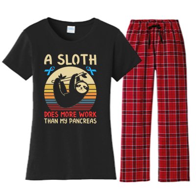 A Sloth Does More Work Than My Pancreas Women's Flannel Pajama Set