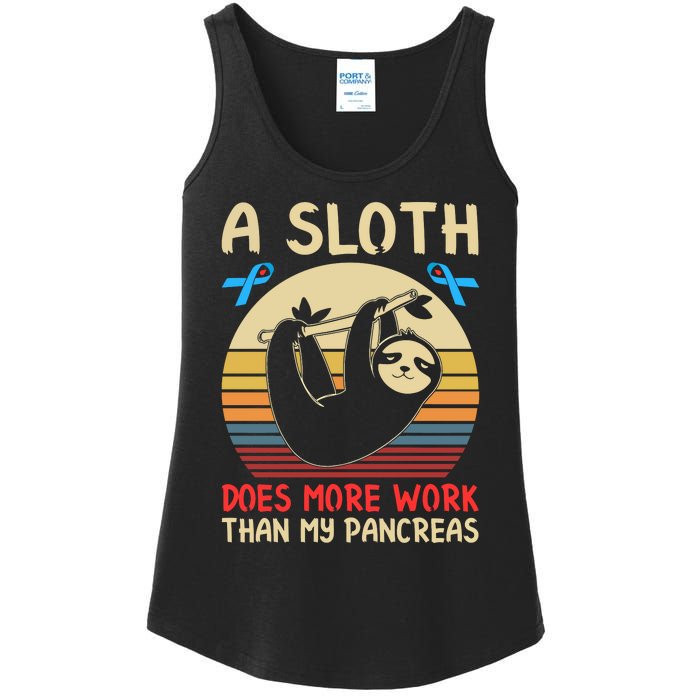 A Sloth Does More Work Than My Pancreas Ladies Essential Tank