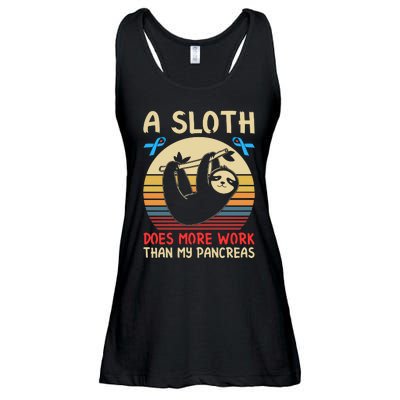 A Sloth Does More Work Than My Pancreas Ladies Essential Flowy Tank