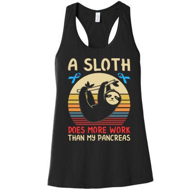 A Sloth Does More Work Than My Pancreas Women's Racerback Tank