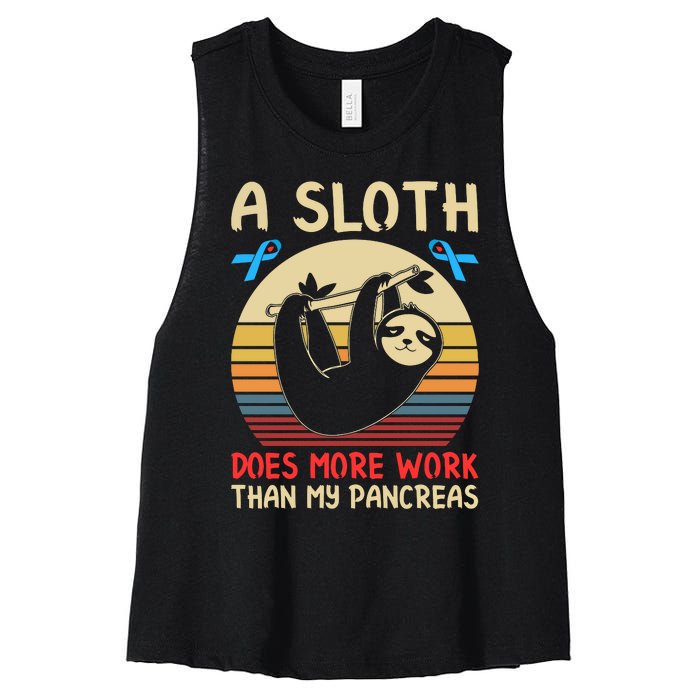 A Sloth Does More Work Than My Pancreas Women's Racerback Cropped Tank