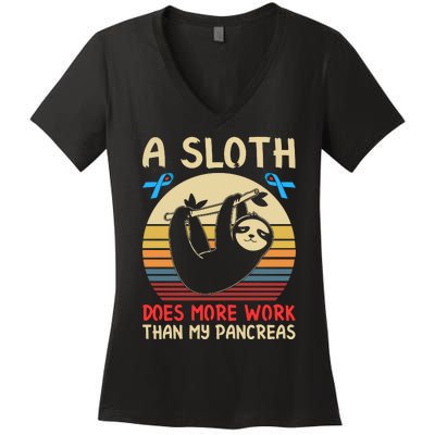 A Sloth Does More Work Than My Pancreas Women's V-Neck T-Shirt