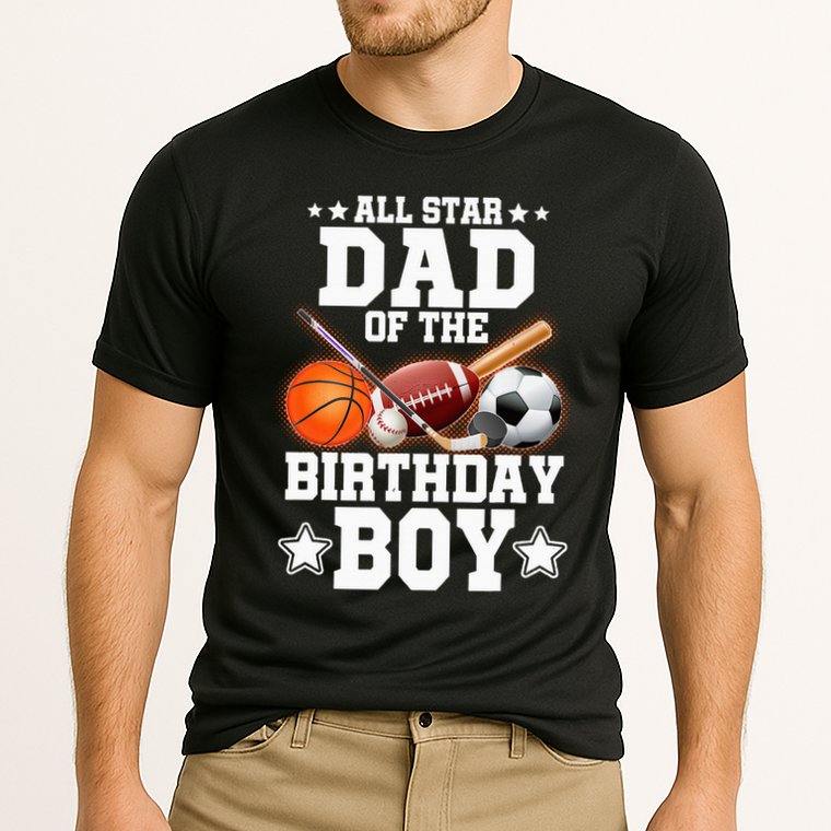 All Star Dad Of The Birthday Boy Basketball Soccer Sport Cooling Performance Crew T-Shirt
