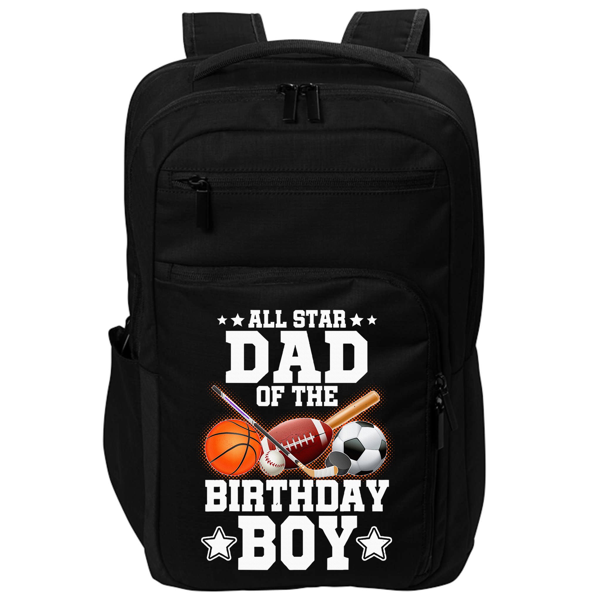 All Star Dad Of The Birthday Boy Basketball Soccer Sport Impact Tech Backpack
