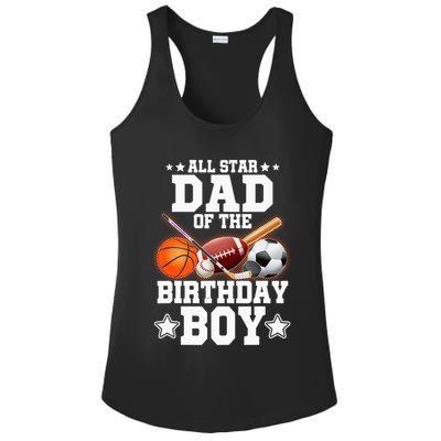 All Star Dad Of The Birthday Boy Basketball Soccer Sport Ladies PosiCharge Competitor Racerback Tank