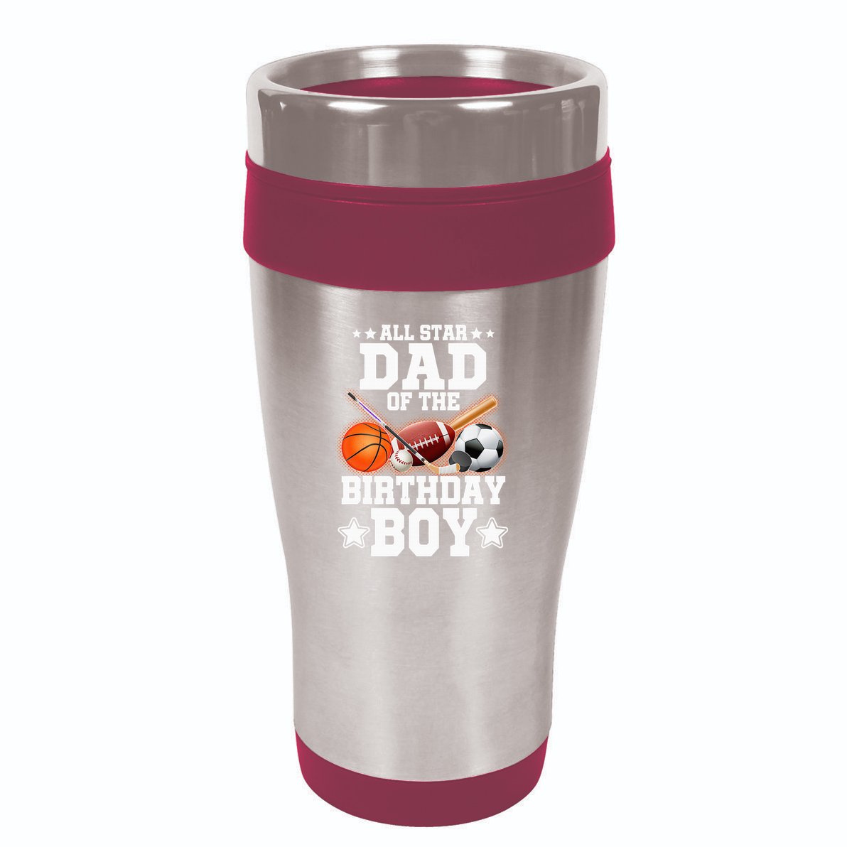 All Star Dad Of The Birthday Boy Basketball Soccer Sport 16oz Travel Tumbler