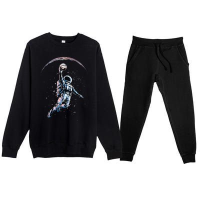 Astronaut Slam Dunk Space Basketball Lover Cool Universe Premium Crewneck Sweatsuit Set