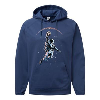 Astronaut Slam Dunk Space Basketball Lover Cool Universe Performance Fleece Hoodie