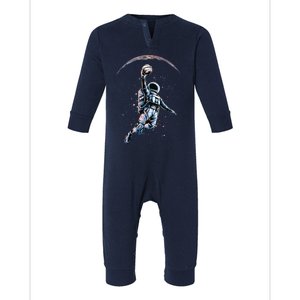 Astronaut Slam Dunk Space Basketball Lover Cool Universe Infant Fleece One Piece