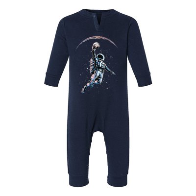 Astronaut Slam Dunk Space Basketball Lover Cool Universe Infant Fleece One Piece