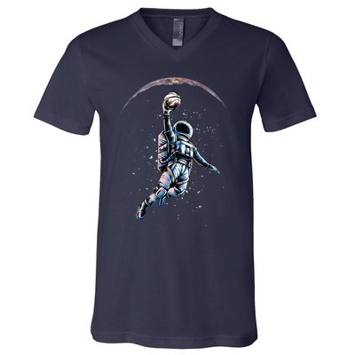 Astronaut Slam Dunk Space Basketball Lover Cool Universe V-Neck T-Shirt