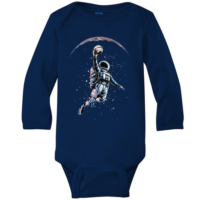 Astronaut Slam Dunk Space Basketball Lover Cool Universe Baby Long Sleeve Bodysuit