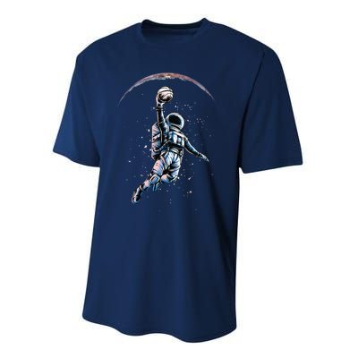 Astronaut Slam Dunk Space Basketball Lover Cool Universe Performance Sprint T-Shirt