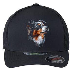 Australian Shepherd Dog Pet Artwork Australian Shepherd Flexfit Unipanel Trucker Cap