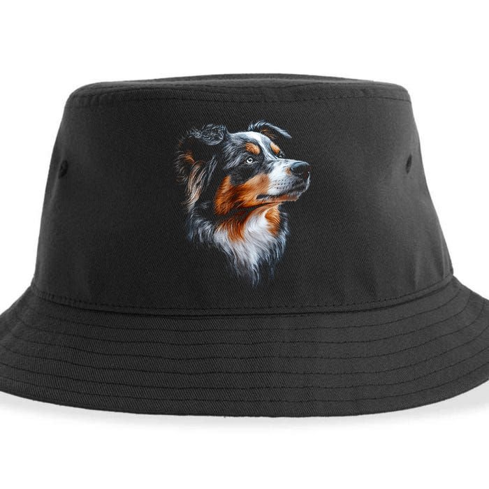 Australian Shepherd Dog Pet Artwork Australian Shepherd Sustainable Bucket Hat