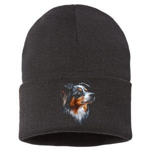 Australian Shepherd Dog Pet Artwork Australian Shepherd Sustainable Knit Beanie