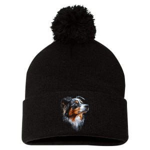 Australian Shepherd Dog Pet Artwork Australian Shepherd Pom Pom 12in Knit Beanie