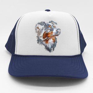 Australian Shepherd Dog Pet Artwork Australian Shepherd Trucker Hat