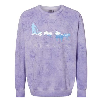 Alaska Sled Dogs Mushing Sled Dog Team Snow Mountain Scene Colorblast Crewneck Sweatshirt